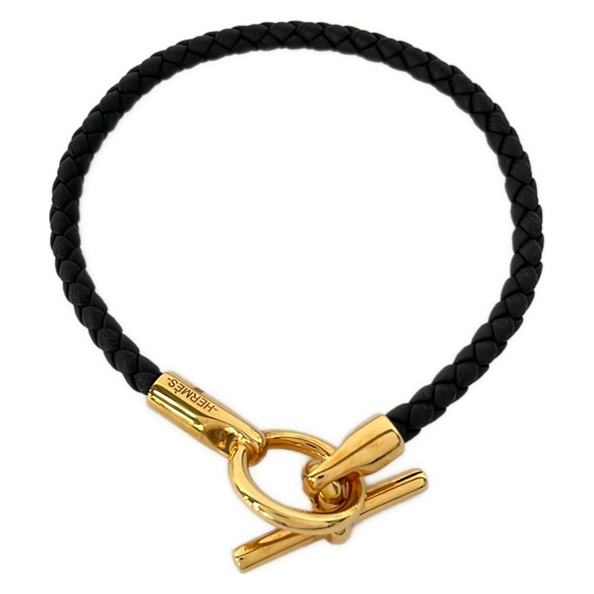 HERMES 編み込みレザーブレスレット 美品 ファッション アクセサリー 