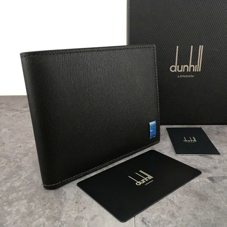 送料込み！ 極美品 dunhill 二つ折り札入れ ダークブラウン シンプル 財布 メンズ 265