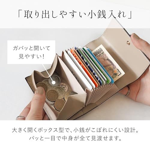 LASIEM(ラシエム) 【選べる12色×バイカラー】 財布 レディース ミニ財布 小さい財布 ギフト 折り畳み財布 お札が折れない 三つ折り 3つ折り コンパクト 白 ホワイトpms c0847536