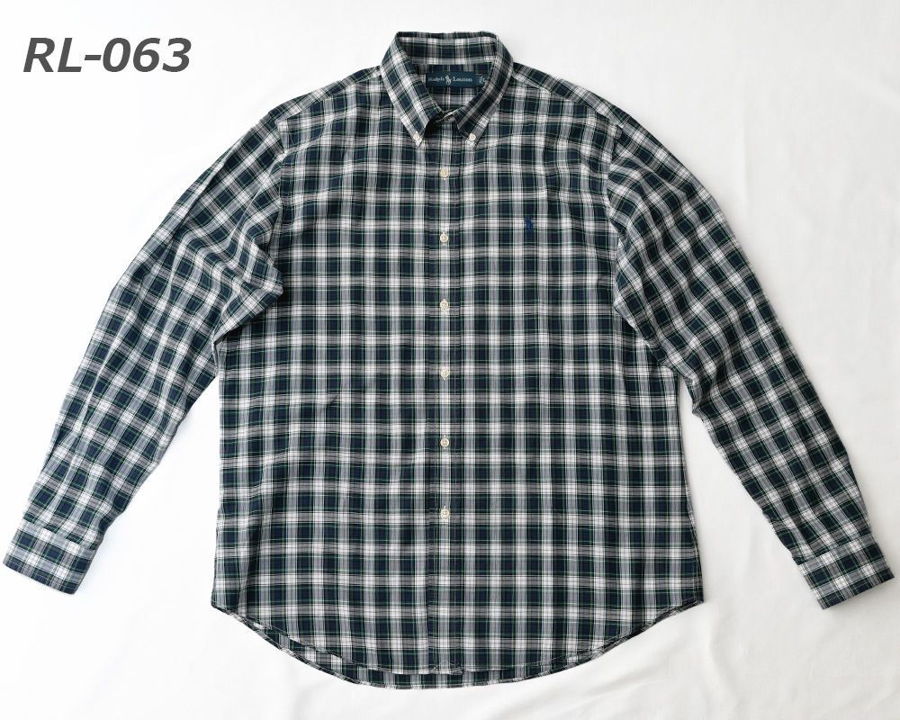 ［USED］Ralph Lauren ラルフローレン ボタンダウンカラーシャツ グリーン系タータンチェック サイズ：L [rl-063]