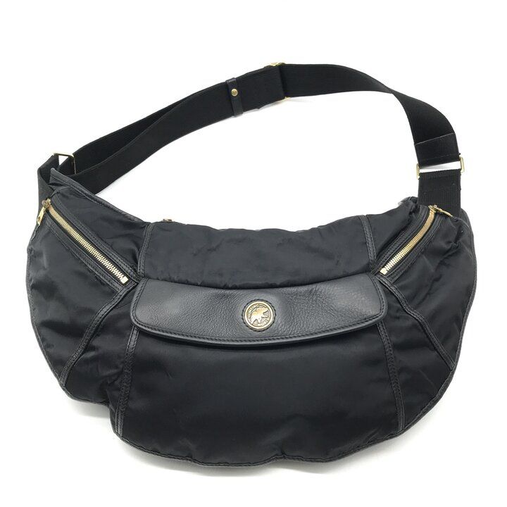 良品 Hunting World ハンティング ワールド ナイロン ボディ ショルダー バッグ ブラック メンズ ファッション カバン BAG c310