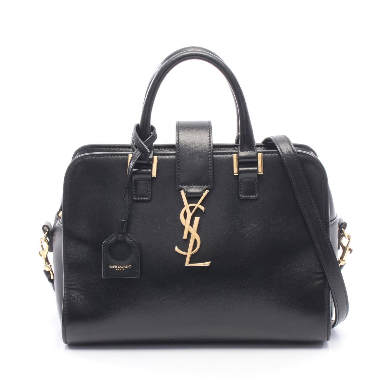 サンローランパリ SAINT LAURENT PARIS ハンドバッグ モノグラム ベイビーカバス 2WAY 372087 ブラック レザー モノグラム ベイビー カバス レディース Used B