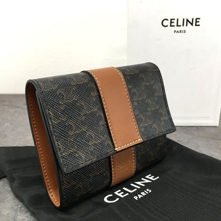 送料込み！ 極美品 CELINE トリオンフ スモールフラップウォレット 三