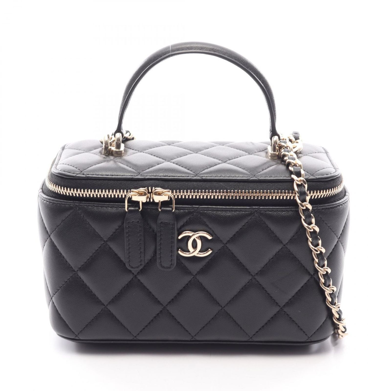 シャネル CHANEL ショルダーバッグ マトラッセ バニティバッグ 2WAY AP2199 ブラック ラムスキン(羊革) マトラッセ バニティ 2wayチェーンショルダー レディース