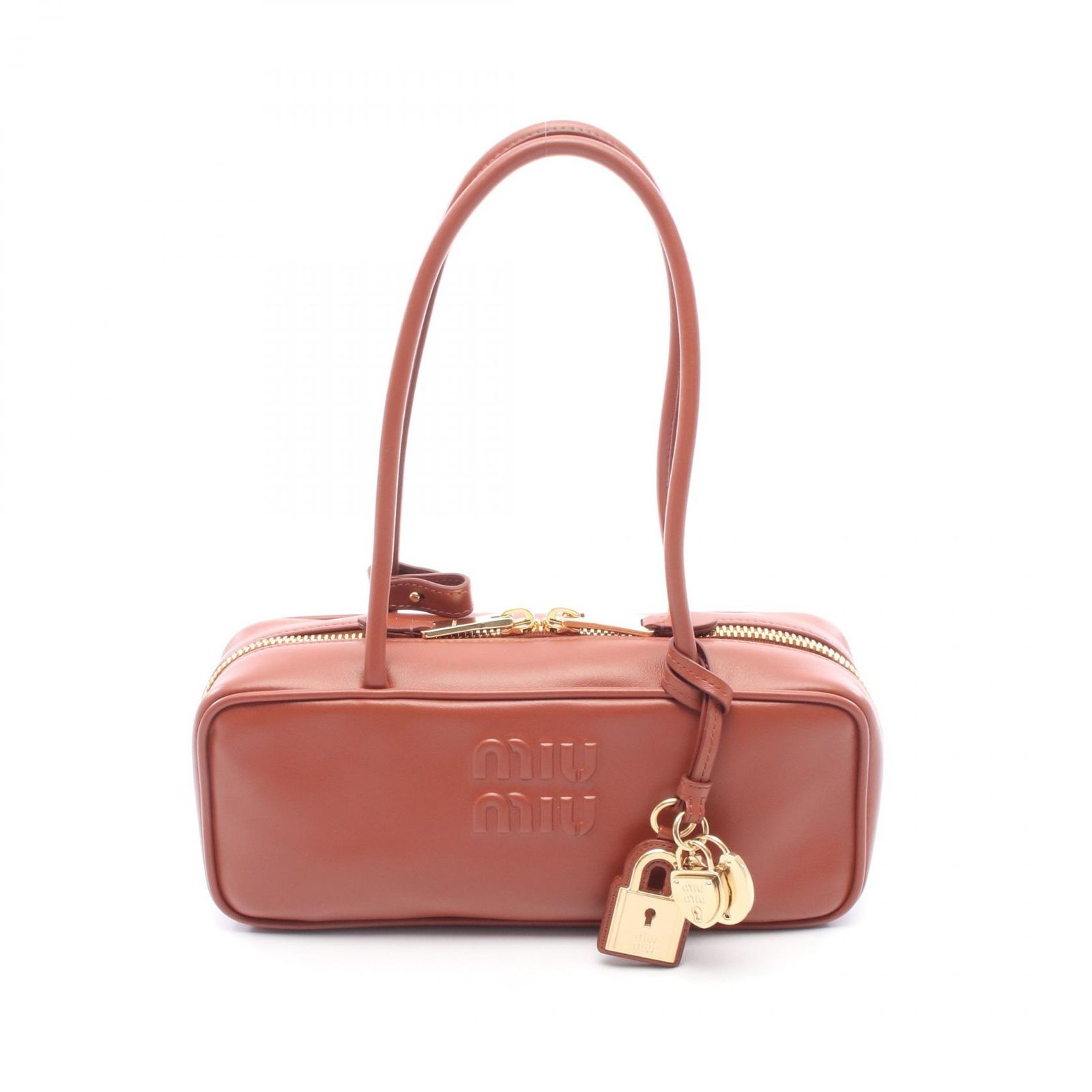 ミュウ ミュウ Miu Miu ハンドバッグ ボー スモール 5BB173 ブラウン レザー ボー バッグ スモール レディース 未使用