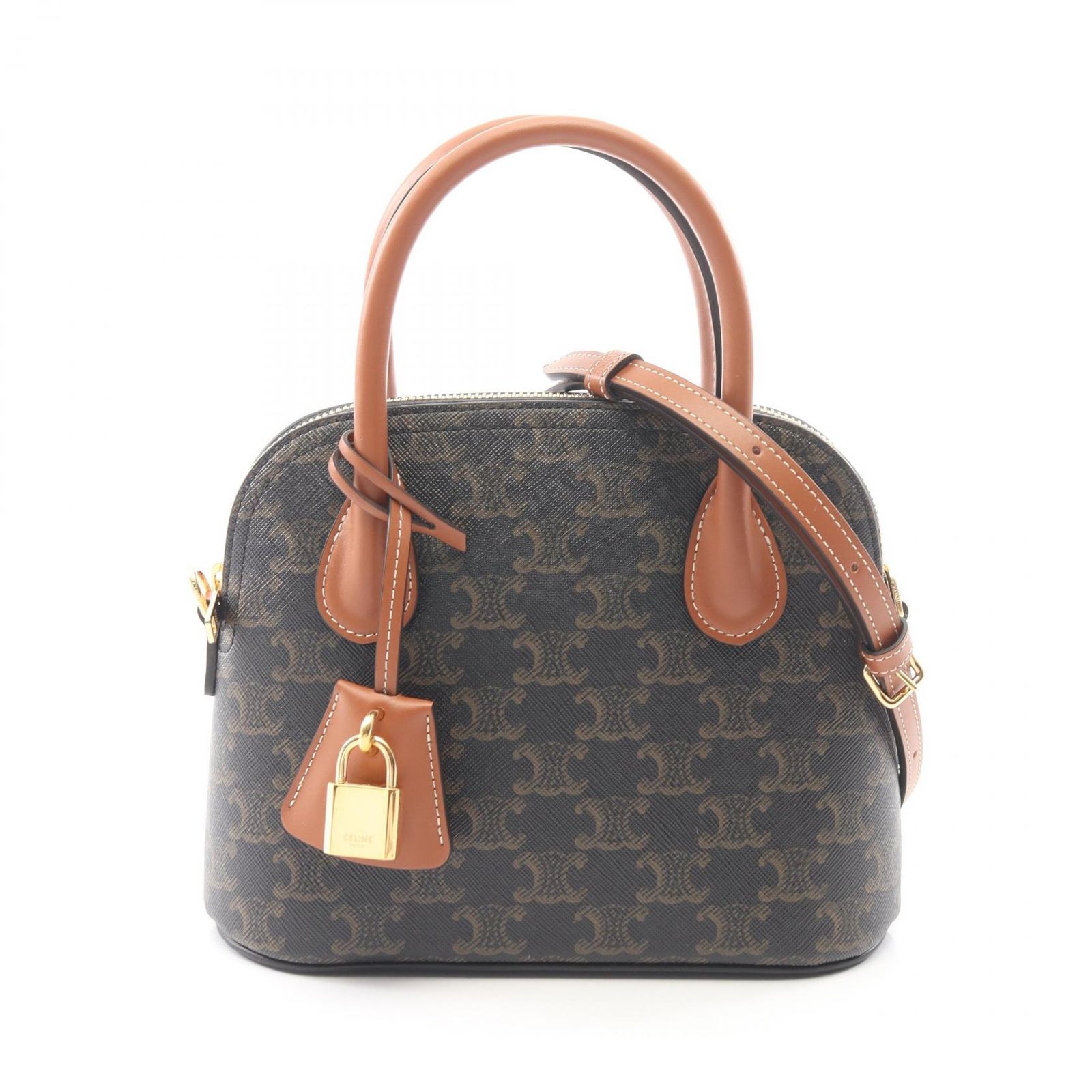 セリーヌ CELINE ハンドバッグ ティーン オノリン トリオンフ 2WAY 120682DNK04LU ブラック PVCコーティングキャンバス レザー 2wayショルダー レディース 新品 138,900円