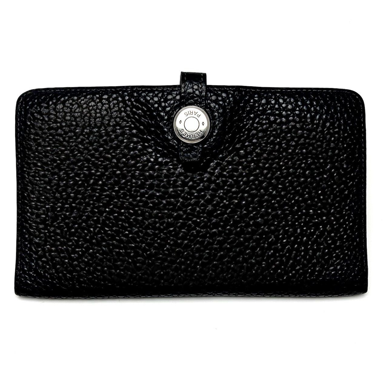 【HERMES】ドゴンMM 札入れカード入れ　トリヨンクレマンス　黒　「ブラック」長財布