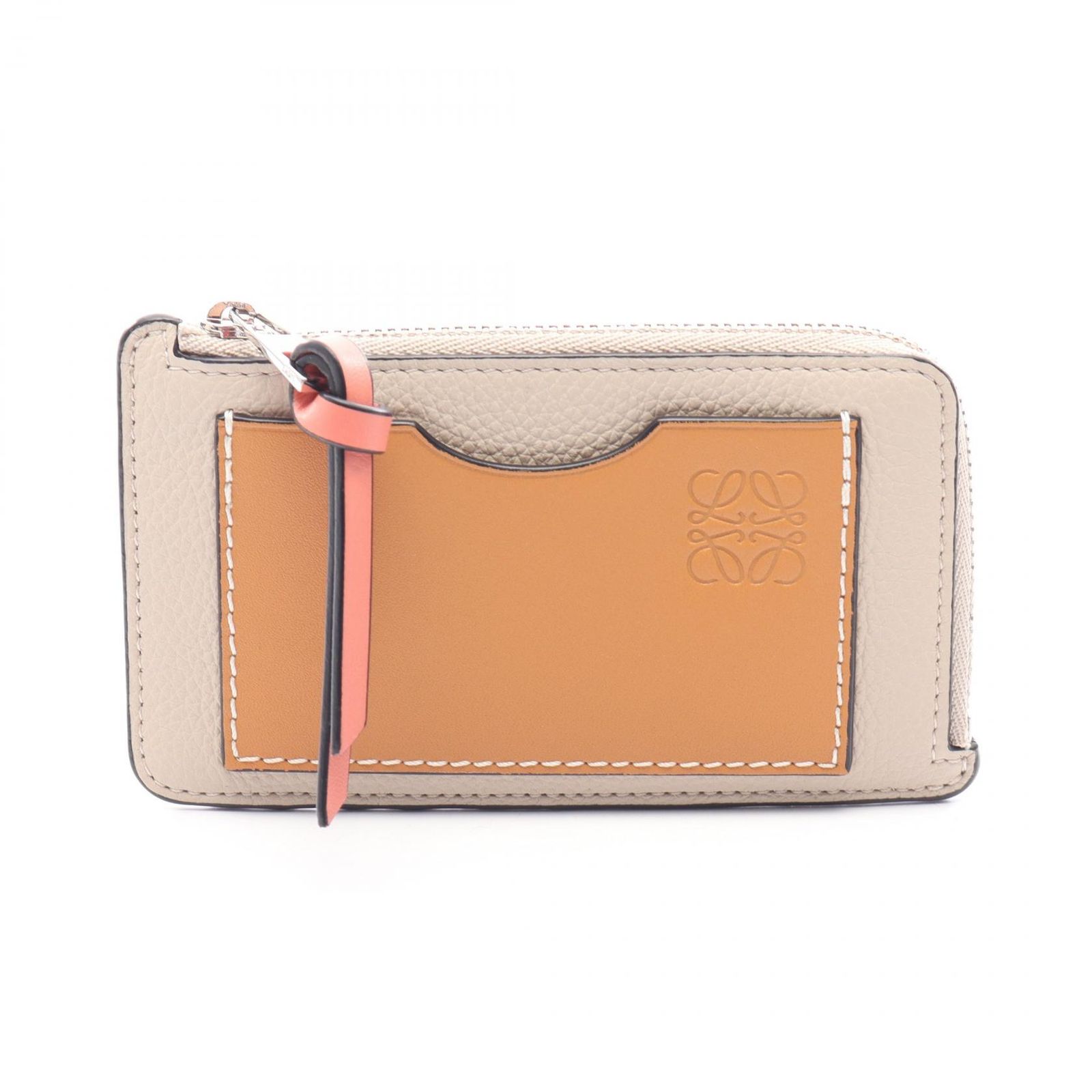 ロエベ LOEWE コインケース アナグラム コインカードホルダー カードケース C660Z40X07 グレージュ/キャメル レザー アナグラム コインカードホルダー レディース