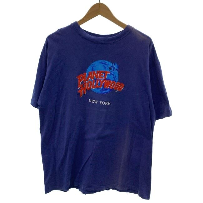 【中古】　PLANET HOLLYWOOD　Tシャツ　半袖　トップス　クルーネック　ロゴT　ブランドロゴ　プリント　アドバタイジング　オーバーサイズ　古着　/1953