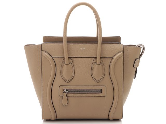 CELINE セリーヌ ラゲージ マイクロ ショッパー ハンドバッグ レザー ベージュ レディース【中古】【430】2148104101884