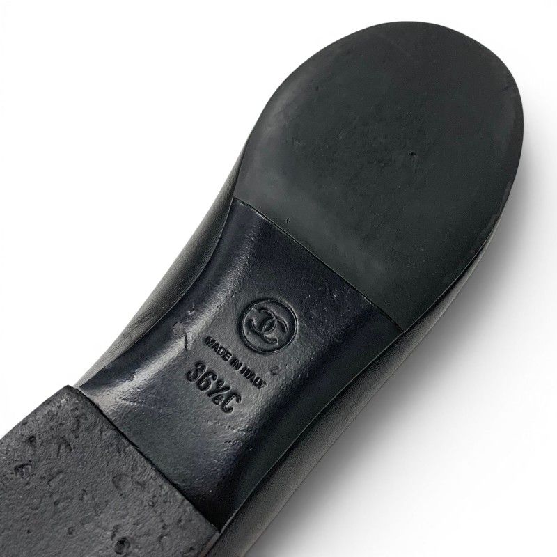 シャネル CHANEL フラットシューズ 靴 シューズ レザー ブラック 黒