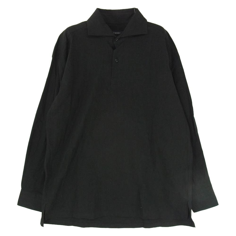1piu1uguale3 ウノピュウノウグァーレトレ MRS180 LIU007 L/S POLO SHIRTS コットン リネン プルオーバー 長袖 シャツ ブラック系 IV【中古】