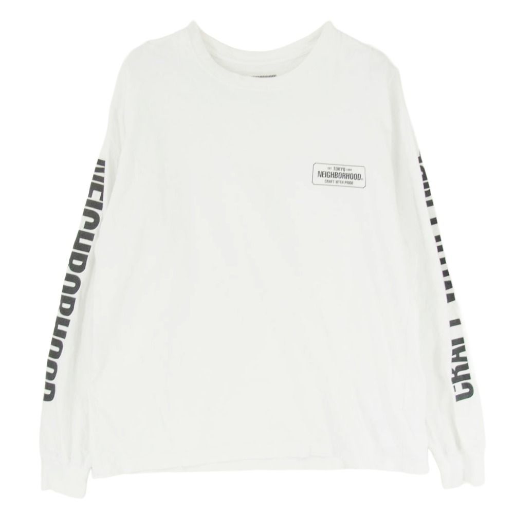 NEIGHBORHOOD ネイバーフッド 袖ロゴ プリント 長袖 Tシャツ ホワイト系 M【中古】