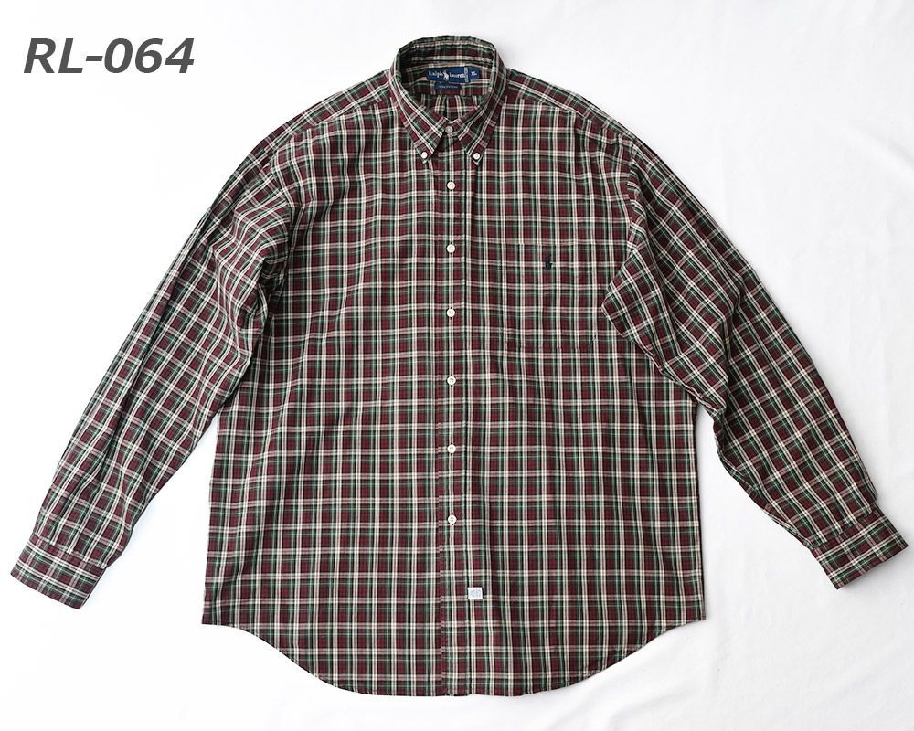 ［USED］Ralph Lauren ラルフローレン ボタンダウンカラーシャツ ワイン系チェック サイズ：XL [rl-064]