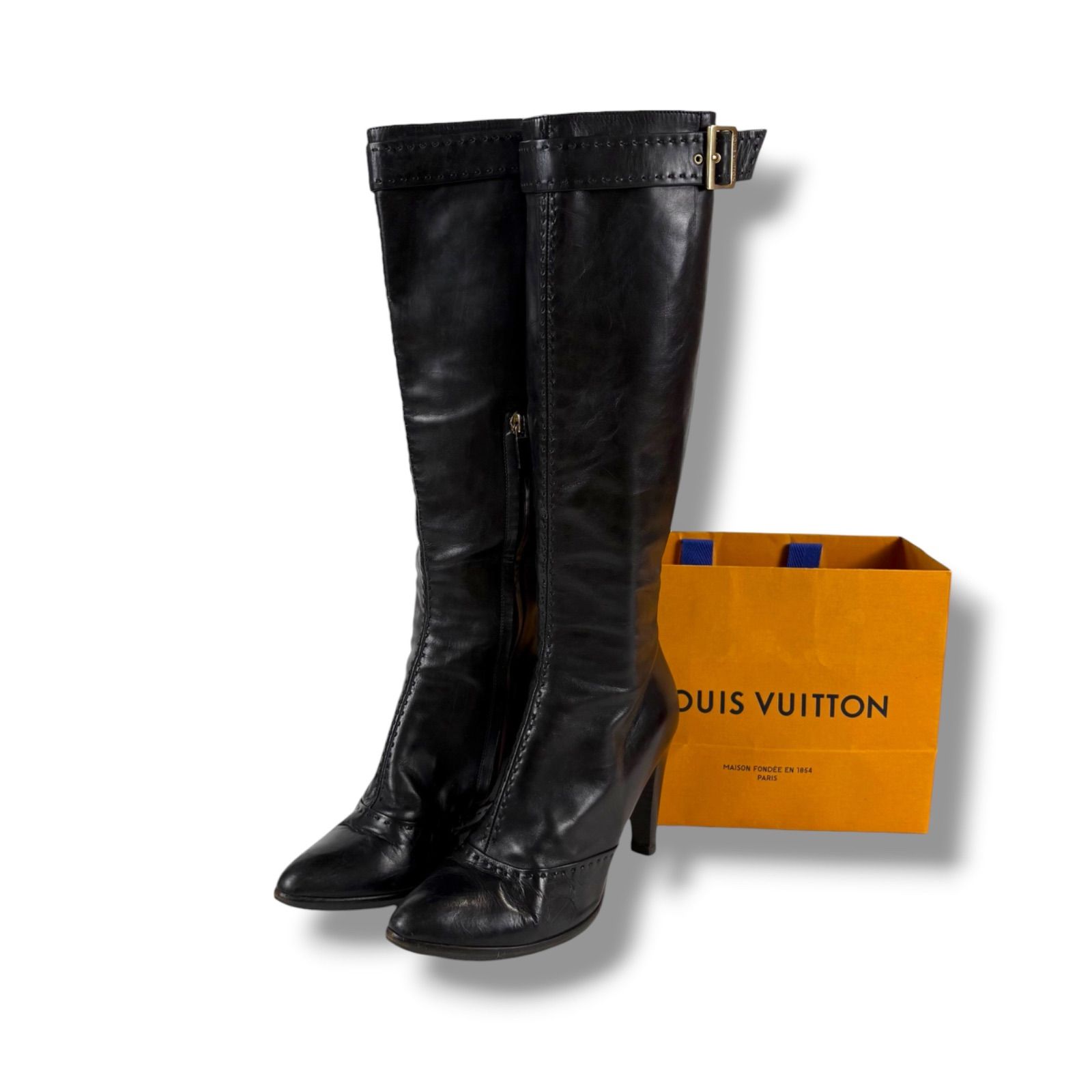 ルイヴィトン LOUIS VUITTON ハイヒール ロングブーツ 膝丈 レザー