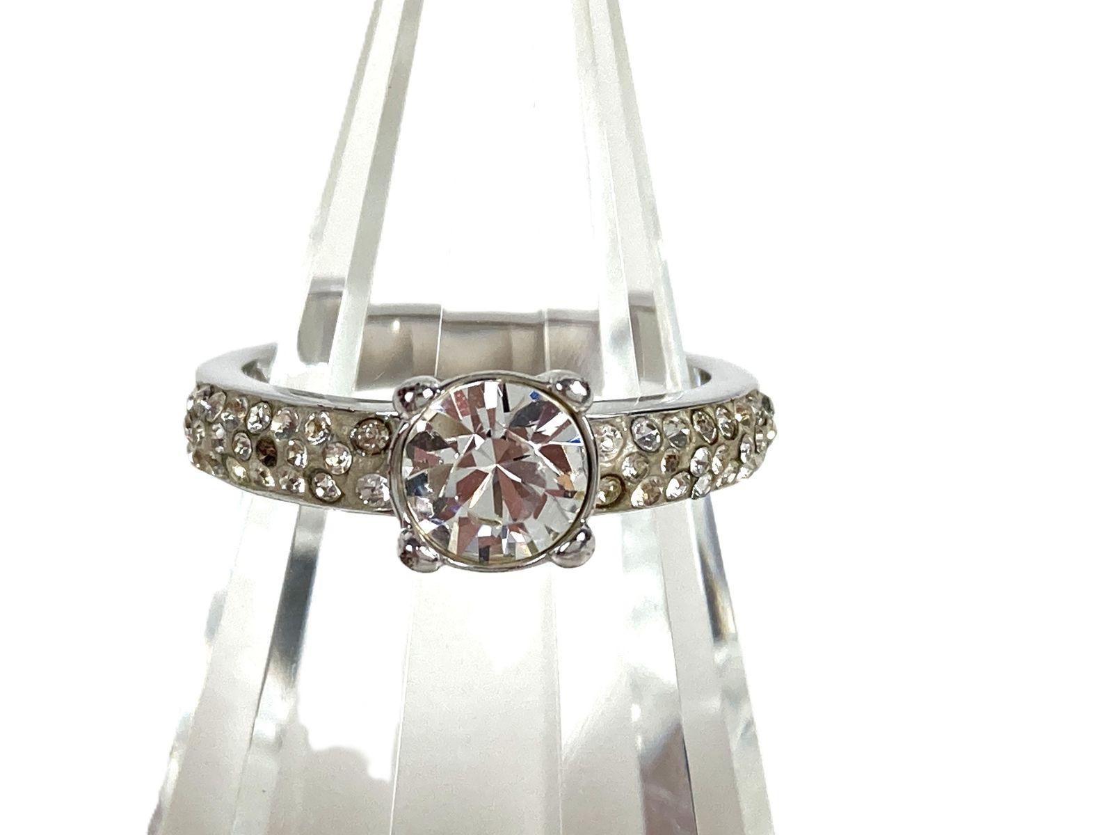 [2点セット]SWAROVSKI　指輪　サイズ55(14〜15号) スワロフスキー SWAROVSKI クリスタル ラウンドカット リング 指輪
