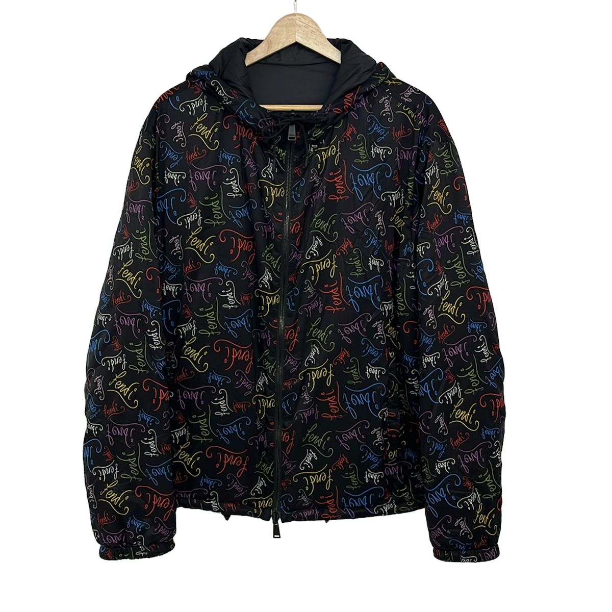 FENDI(フェンディ) ブルゾン サイズ52 L メンズ - FW1090 黒×レッド×マルチ 長袖/リバーシブル/冬