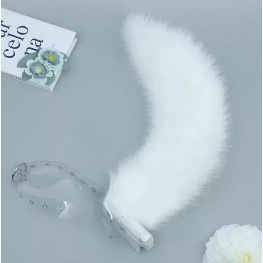 ファースーツ アクセサリー 尻尾 白 飾りもの 電動 ケモノ fursuit ぬいぐるみ コスプレ コスチューム
