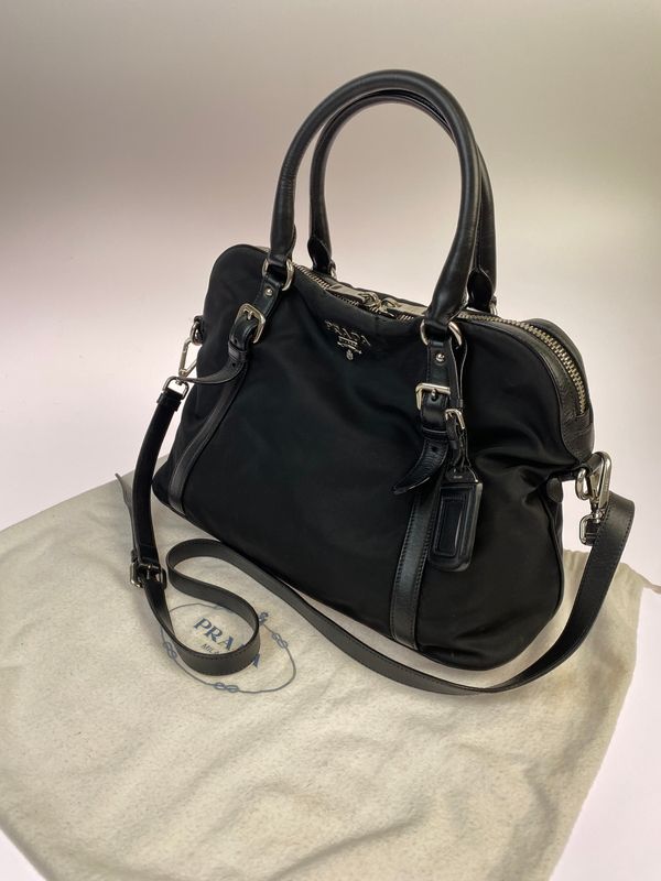 【中古品】 PRADA プラダ NYLON LEATHER 2WAY HAND BAG 1BB912 ナイロン レザー ツーウェイ ハンドバッグ ショルダーバッグ カバン 【180-260521-em-11-min】