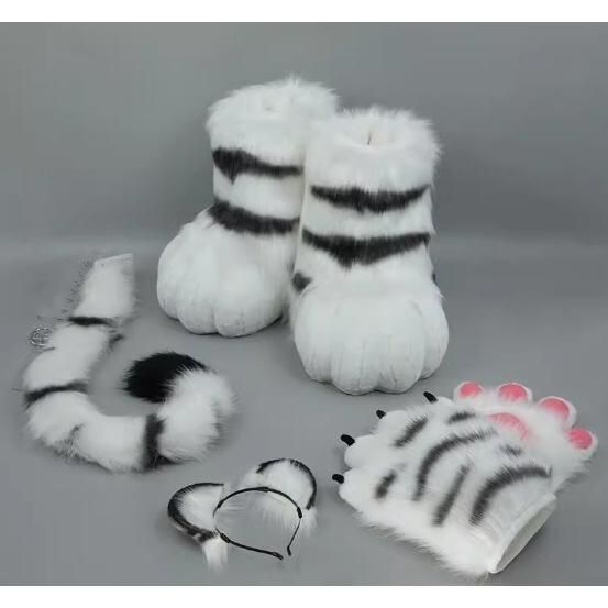 着ぐるみ トラ Bタイプ セット フリーサイズ ケモノ脚 手袋 尻尾 ファースーツ ケモノ fursuit ぬいぐるみ コスプレ コスチューム kigurumi