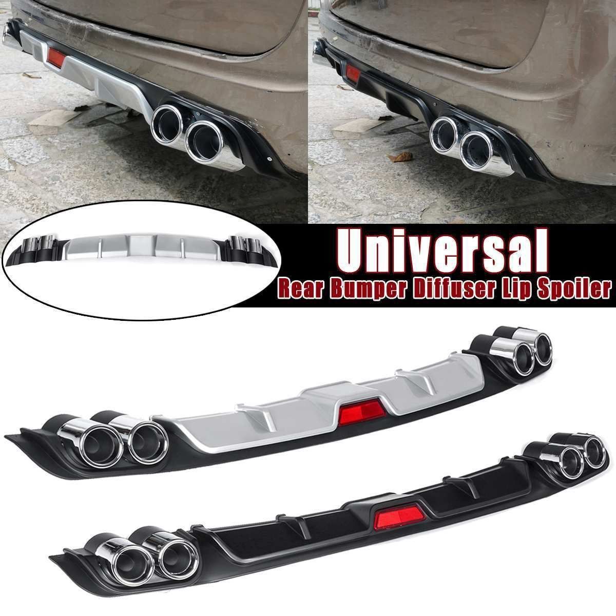 【送料無料】汎用 車用 リアスポイラー 後部ディフューザー 後唇 後部エアロ 通用 小型バンパー 衝撃吸収 高耐久 ABS 樹脂 後方空力性能向上 スポーティ デザイン 外観アップ DIY 簡単装着 カスタム 改良