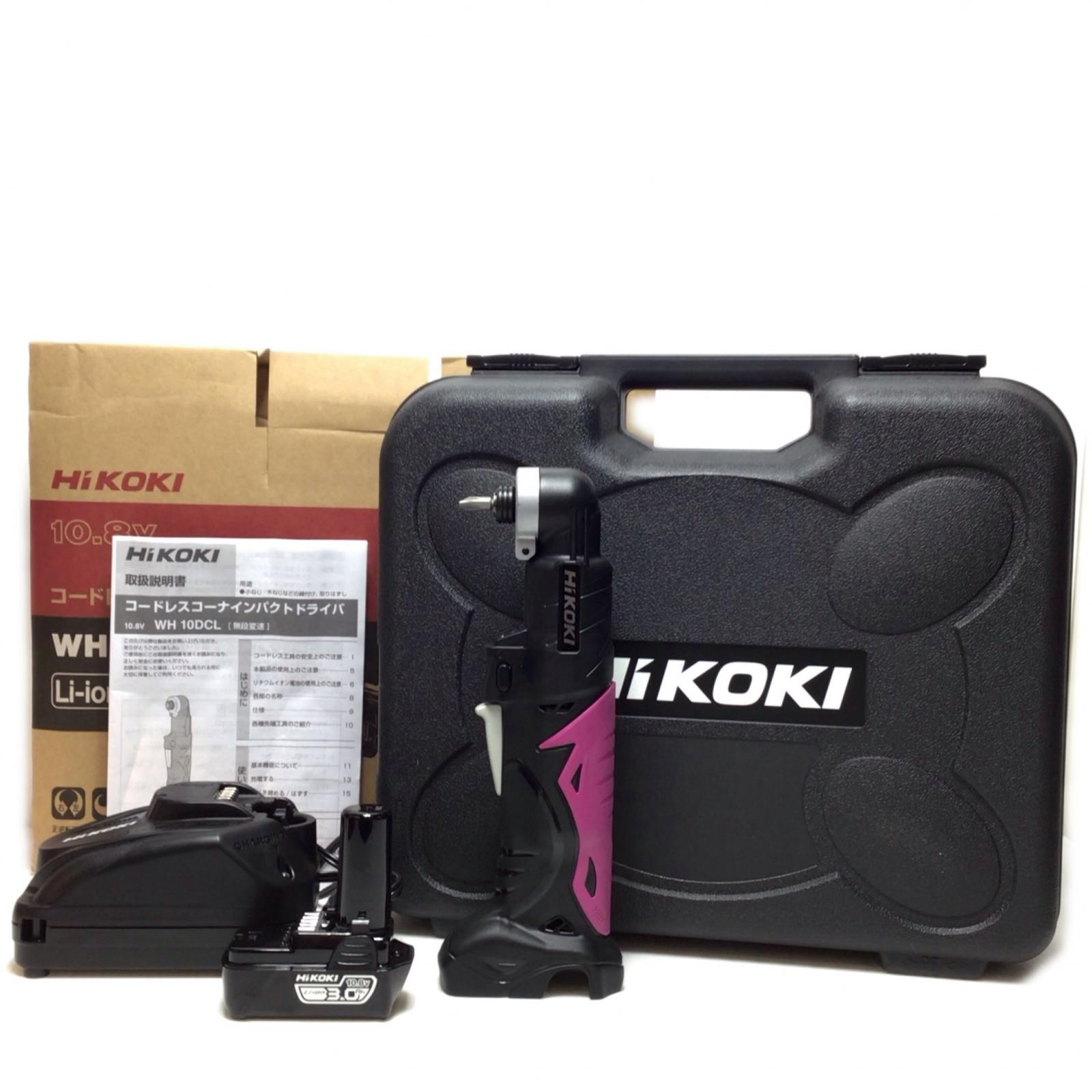 HiKOKI ハイコーキ インパクトドライバ 未使用品(S) ビット・充電器・充電池・ケース付 コードレス式 WH10DCL ショッキングピンク×ブラック