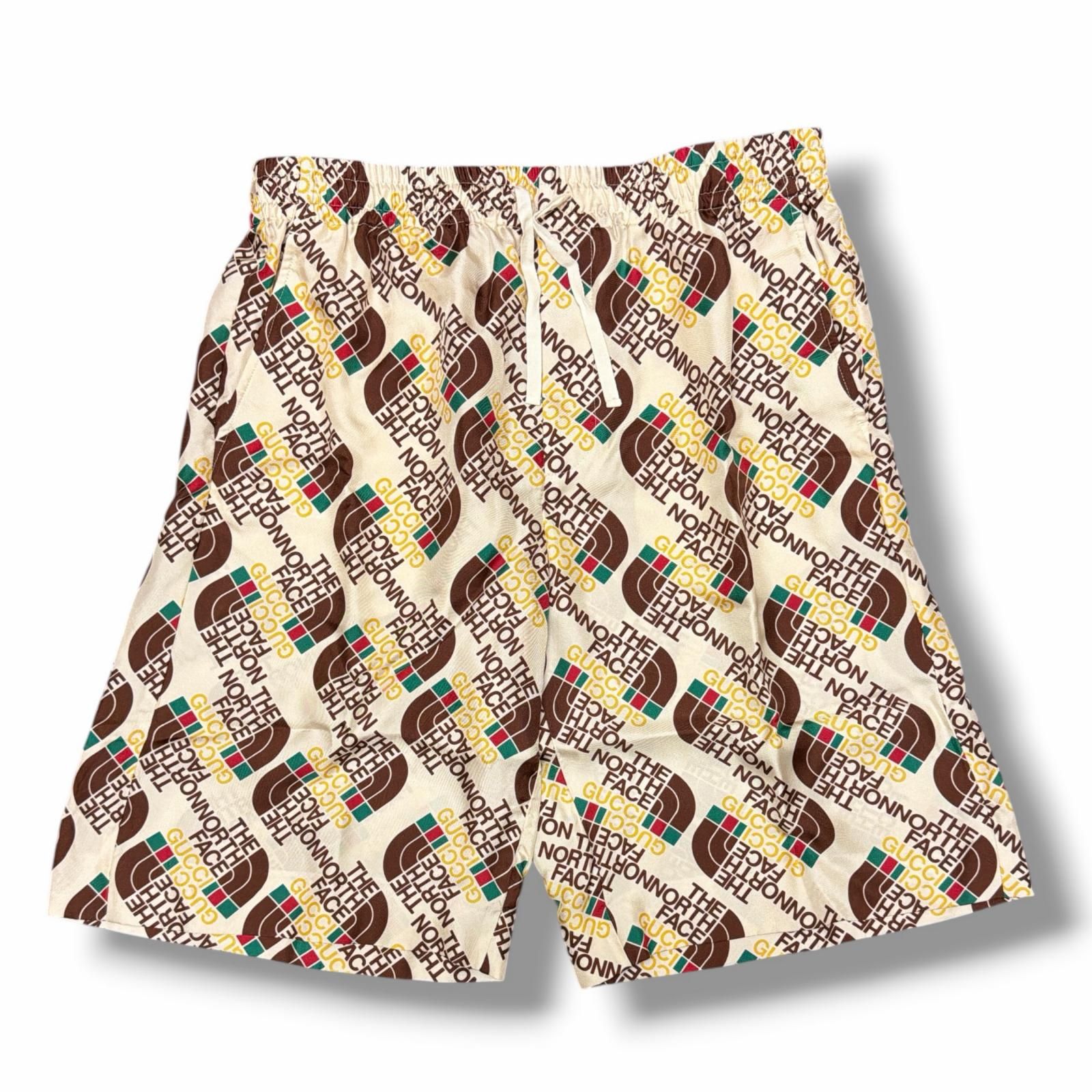 国内正規 GUCCI × THE NORTH FACE Logo Print Drawstring Shorts ロゴプリントドローストリングショーツ ハーフパンツ グッチ × ザノースフェイス 654771 ZAGUR 48 （15180M）