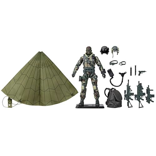 G.I. Joe クラシファイドシリーズ 60周年記念アクションパイロット - ヘイロー (高所低開) ジャンパー、6インチアクションフィギュア パラシュート&アクセサリー18個付きe