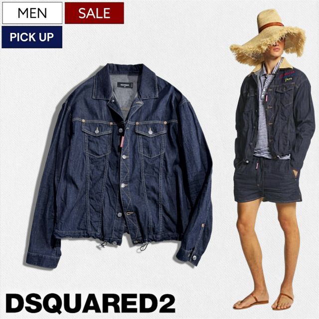 【定価155,100円(税込)】DSQUARED2 ディースクエアード Summer Lovers capsule collection 軽い着心地が魅力的！ドローコード付き デニムジャケット ブルゾン シャツジャケット 長袖 Drawstring Jack