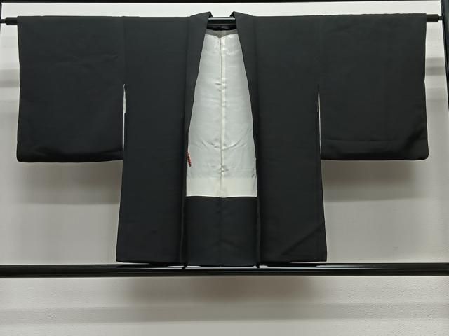 平和屋着物＃羽織　寿光織　唐獅子　黒地　金糸　正絹　逸品　CABG3609ua