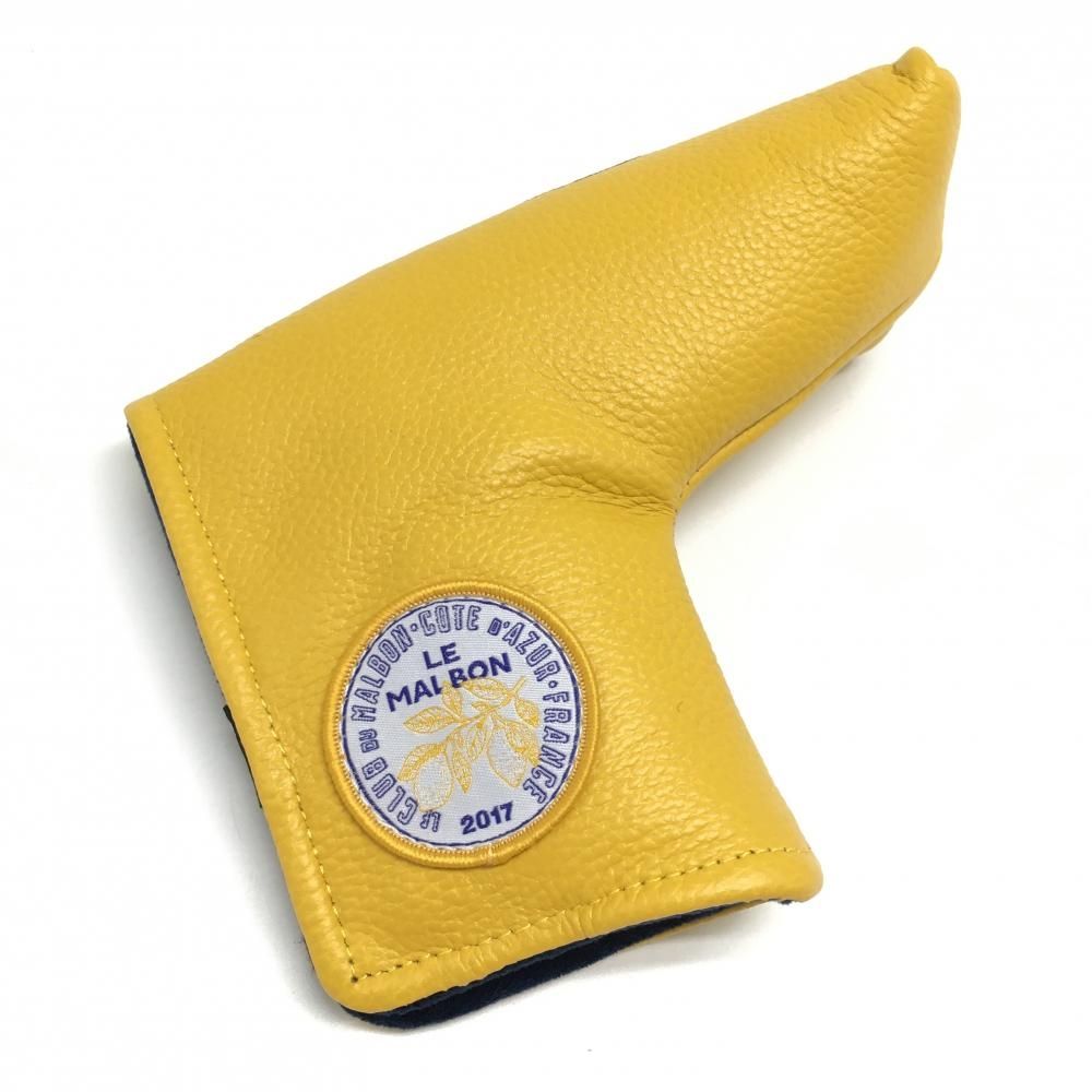 【超美品】マルボンゴルフ パターカバー イエロー×ネイビー ピン型 GRASSE BLADE COVER Gold ゴルフ 2025年モデル Malbon