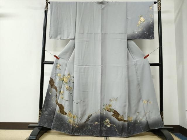 平和屋着物●訪問着　刺繍　鳳凰枝花文　暈し染め　金銀彩　やまと誂製　正絹　逸品　未使用　CABG0091yc