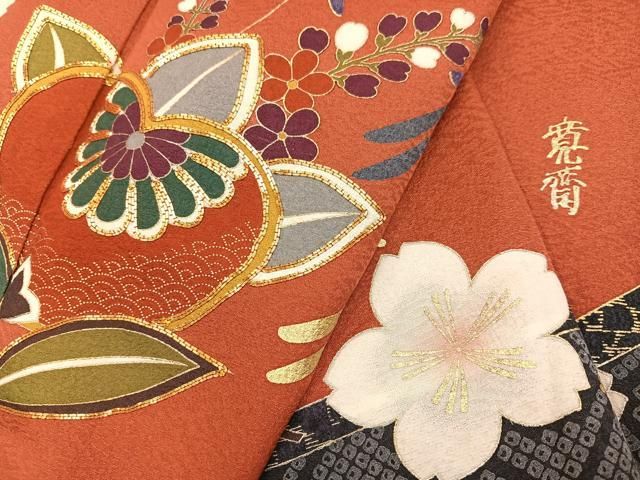 平和屋着物●世界的ファッションデザイナー 山本寛斎 kansaiブランド 訪問着 駒刺繍 草花文 金彩 正絹 逸品 AABI3104ph 平和屋着物●世界的ファッションデザイナー 山本寛斎 kansaiブランド 訪問着 駒刺繍 草花文 金彩 正絹 逸品 AABI3104ph