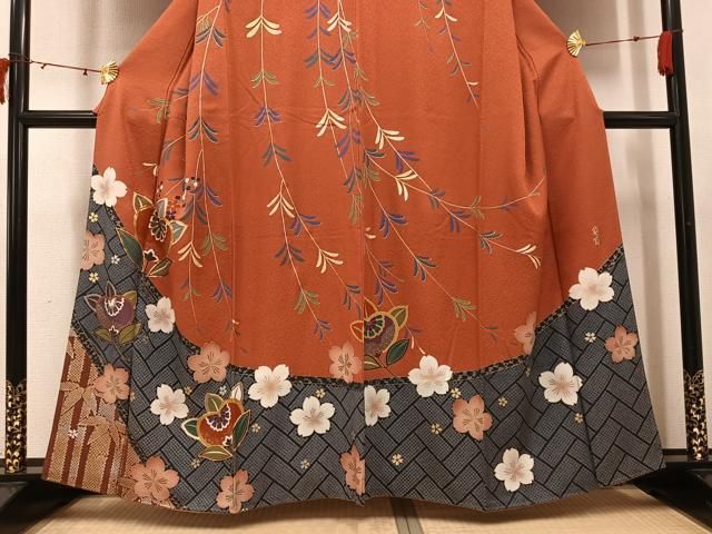 平和屋着物●世界的ファッションデザイナー 山本寛斎 kansaiブランド 訪問着 駒刺繍 草花文 金彩 正絹 逸品 AABI3104ph 平和屋着物●世界的ファッションデザイナー 山本寛斎 kansaiブランド 訪問着 駒刺繍 草花文 金彩 正絹 逸品 AABI3104ph