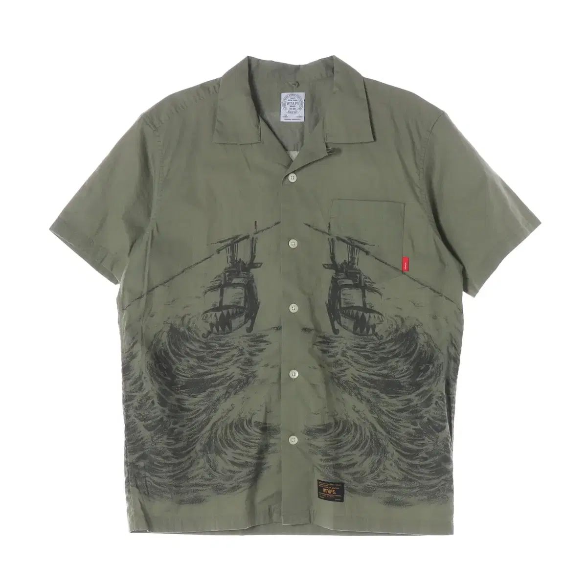 wtaps グラフィック プリント コットン 半袖 シャツ オリーブ
