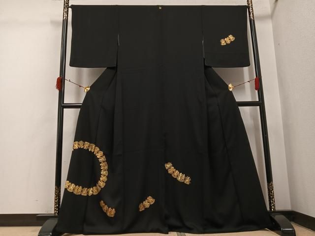 平和屋着物●訪問着　エジプト壁画文様　黒地　金彩　鈴乃屋扱い　正絹　逸品　AABI3106ph