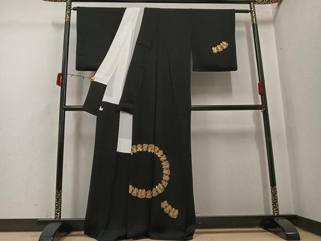 平和屋着物●訪問着　エジプト壁画文様　黒地　金彩　鈴乃屋扱い　正絹　逸品　AABI3106ph