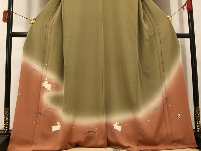平和屋着物●人形作家・ホリヒロシ　訪問着　兎　暈し染め　金彩　鬼しぼ縮緬　正絹　逸品　AABI3110ph