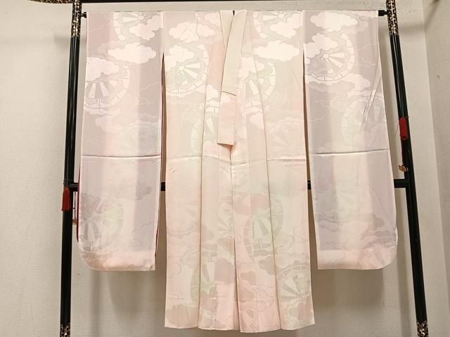 平和屋着物●振袖用長襦袢　袷　源氏車雲地紋　暈し染め　正絹　逸品　AABI3111ph