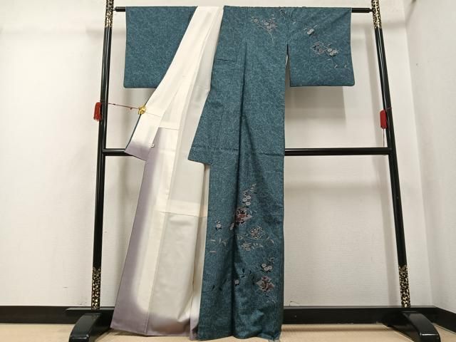 平和屋着物●本場大島紬 染大島 訪問着 作家物 松皮菱枝花文 正絹 逸品 AABI3112ph 平和屋着物●本場大島紬 染大島 訪問着 作家物 松皮菱枝花文 正絹 逸品 AABI3112ph