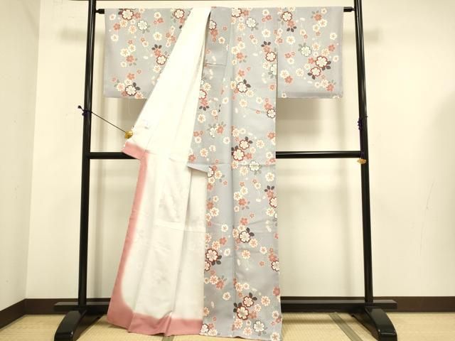 平和屋着物●小紋　枝桜文　洗える着物　未使用　DABE9747du