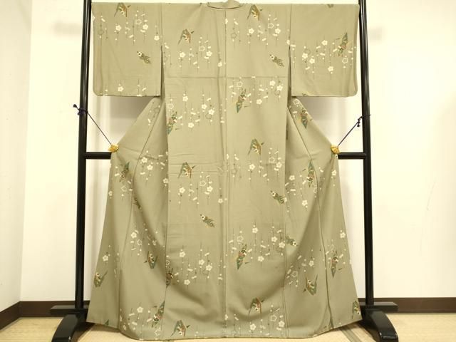 平和屋着物●小紋 折り鶴 梅 洗える着物 DABE9748du 平和屋着物●小紋 折り鶴 梅 洗える着物 DABE9748du