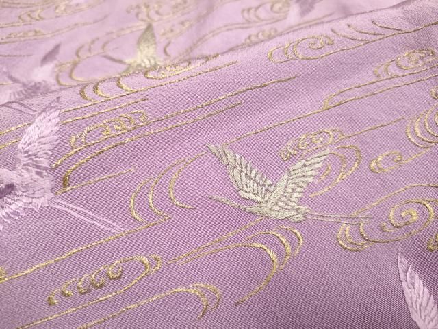 平和屋着物▽訪問着　単衣　総刺繍　流水飛鶴文　金糸　正絹　逸品　DABE9751du