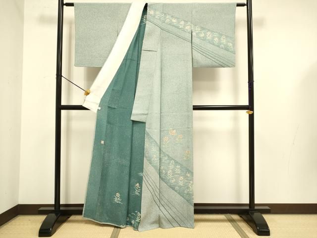 平和屋着物▽京友禅作家　木村勝美　訪問着　単衣　花鳥文　たたき染　鈴乃屋扱い　正絹　逸品　DABE9755du