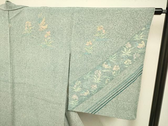 平和屋着物▽京友禅作家　木村勝美　訪問着　単衣　花鳥文　たたき染　鈴乃屋扱い　正絹　逸品　DABE9755du