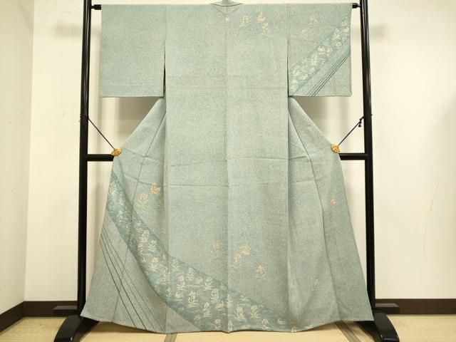 平和屋着物▽京友禅作家　木村勝美　訪問着　単衣　花鳥文　たたき染　鈴乃屋扱い　正絹　逸品　DABE9755du