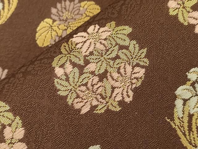 平和屋着物●西陣織　陰山織物謹製　箔屋清兵衛　六通柄袋帯　花丸文　金糸　正絹　逸品　CABG3025dy