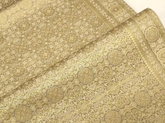 平和屋着物●西陣織 陰山織物謹製 箔屋清兵衛 全通柄袋帯 草木染 幾何学文 金糸 正絹 逸品 CABG3026dy 平和屋着物●西陣織 陰山織物謹製 箔屋清兵衛 全通柄袋帯 草木染 幾何学文 金糸 正絹 逸品 CABG3026dy