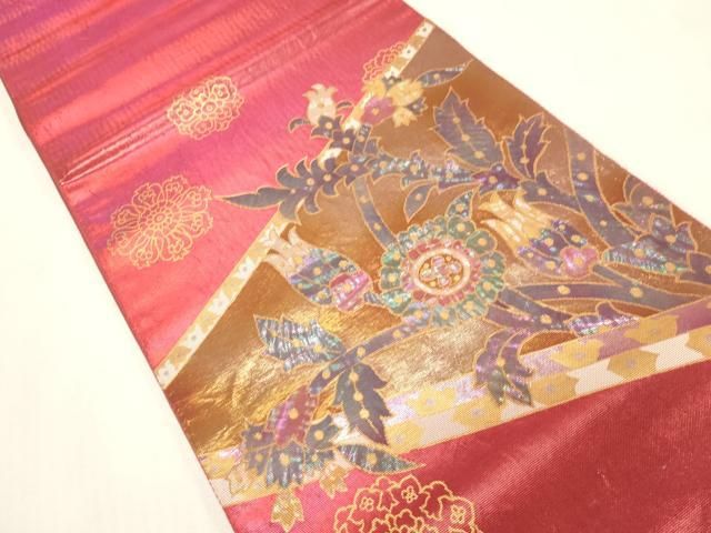 平和屋着物●西陣 川島織物 太鼓柄袋帯 螺鈿箔 更紗花文 金彩 正絹 逸品 CABG3031dy 平和屋着物●西陣 川島織物 太鼓柄袋帯 螺鈿箔 更紗花文 金彩 正絹 逸品 CABG3031dy