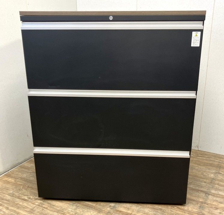 【中古品】コクヨ 天板付3段ラテラル書庫 SC-XL3A59SE6AN ブラック